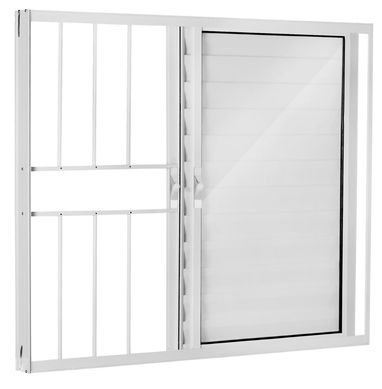 Janela Veneziana Alumnio Branco 3 Folhas Com Grade Direita 100x120x8cm Fortsul