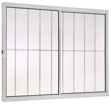 Janela de Correr Alumnio Branco 2 Folhas Com Grade Direita 100x120x8cm Fortsul