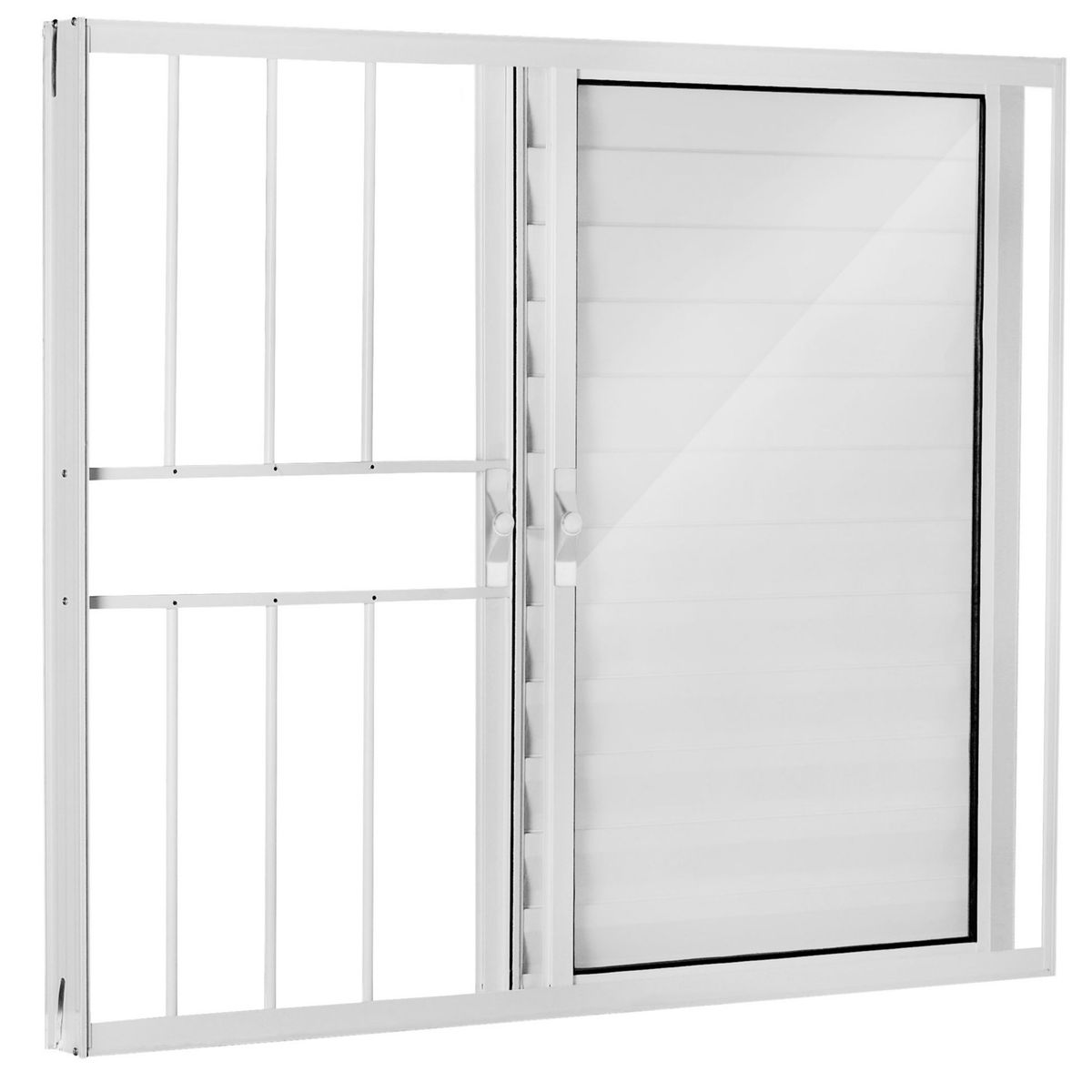 Janela Veneziana Alumínio Branco 3 Folhas Com Grade Direita 100x150x8cm Fortsul, marca Esquadrisul - Foto Principal