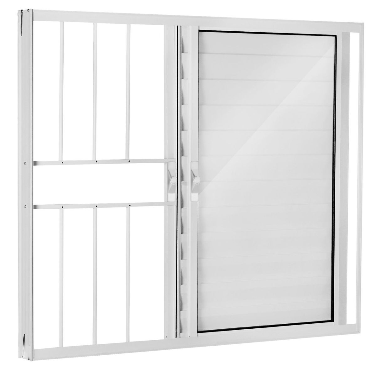 Janela Veneziana Alumínio Branco 3 Folhas Com Grade Direita 100x150x8cm Fortsul, marca Esquadrisul - Foto Principal