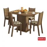 Conjunto de Jantar Lexy 78x104x68cm Mesa e 4 Cadeiras MDP e MDF Rustic e Floral Bege Marrom
