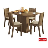 Conjunto de Jantar Lexy 78x104x68cm Mesa e 4 Cadeiras MDP e MDF Rustic e Pérola