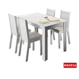Conjunto de Jantar Rosie 76x136x74cm Mesa e 4 Cadeiras MDP e MDF Branco e Pérola