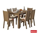Conjunto de Jantar Maris 76x136x74cm Mesa e 6 Cadeiras MDP e MDF Rustic e Floral Hibiscos