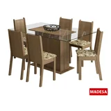 Conjunto de Jantar Molly 77x140x80cm Mesa e 6 Cadeiras MDP e MDF Rustic e Lírio Bege