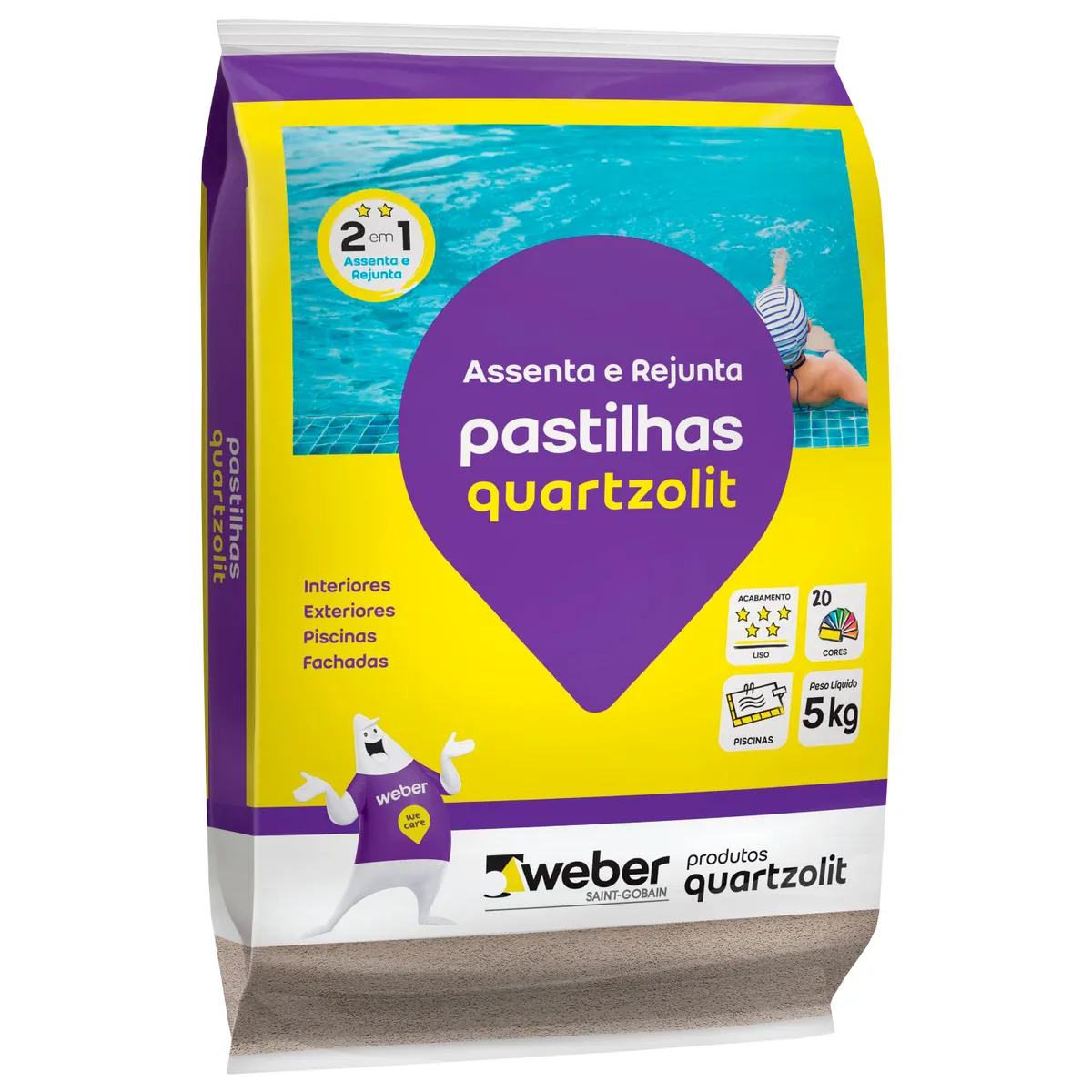 Argamassa para Pastilha Externo 5kg Branco, marca Quartzolit - Foto Principal