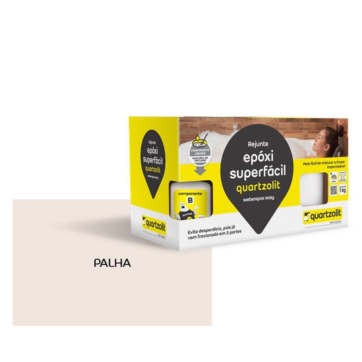 Rejunte epoxi Superfacil 1kg Palha, marca Quartzolit - Foto Principal