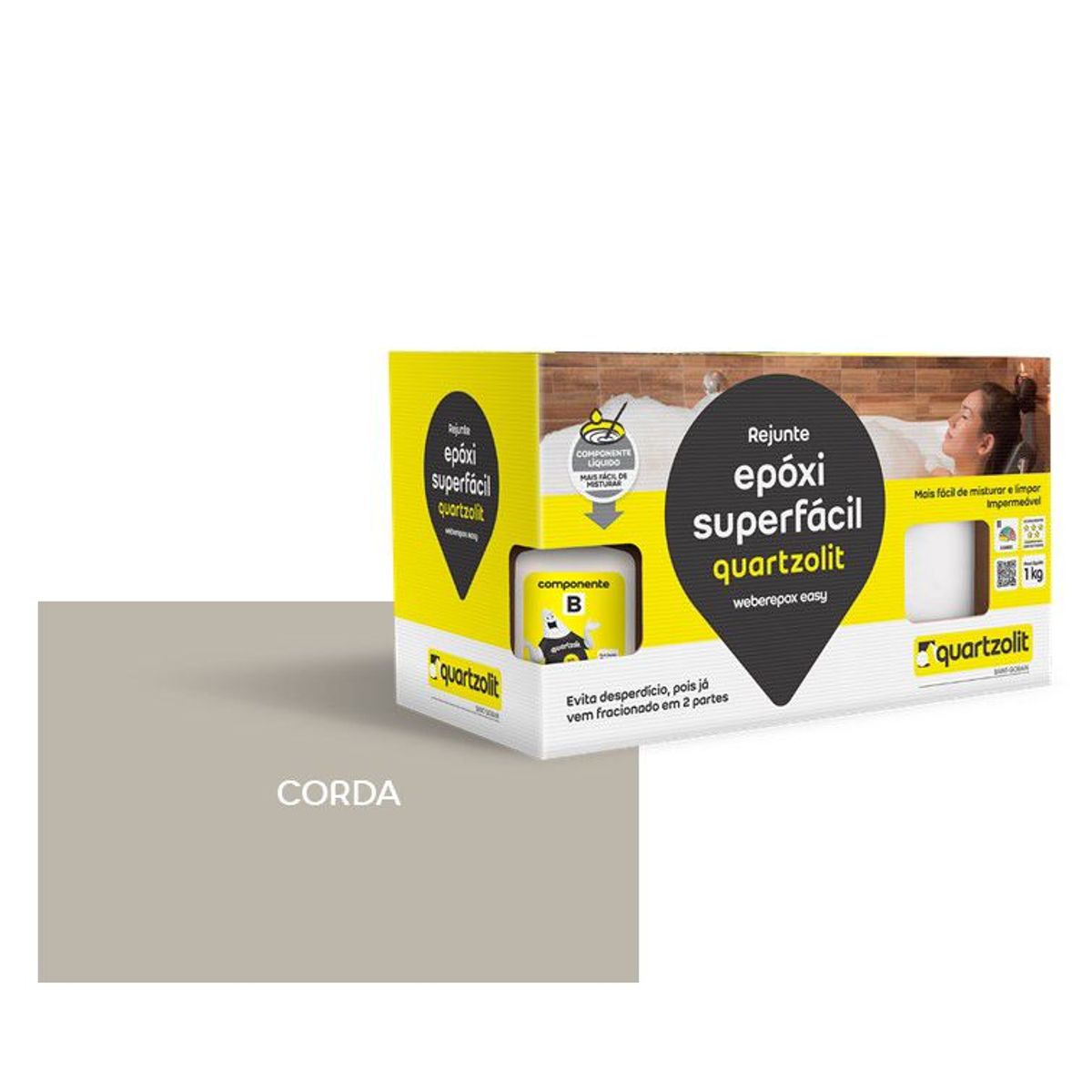 Rejunte epoxi Superfacil 1kg Corda, marca Quartzolit - Foto Principal