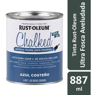 Tinta Chalked Base gua 0,887L Efeito Giz/Aveludado Ultra Fosco Azul Costeiro Rust-Oleum