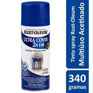 Tinta Spray Ultra Cover 2X 340G Multiuso Grande Poder De Cobertura Acetinado Azul Tinta Rust-Oleum