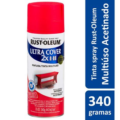 Tinta Spray Ultra Cover 2X340G Multiuso com Grande Poder Cobertura Acetinado Vermelho Rust-Oleum