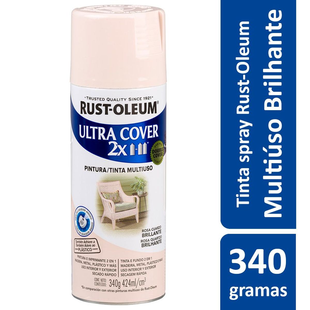 Tinta Spray Ultra Cover 2X340G Multiuso Grande Poder Cobertura Brilhante Rosa Quartzo Rust-Oleum, marca Rust-Oleum - Foto Principal