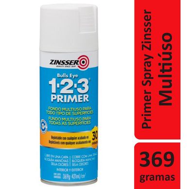 Tinta Spray Zinsser 1-2-3 Primer 369G Multiuso Promotor De Aderncia Fosco Branco Rust-Oleum