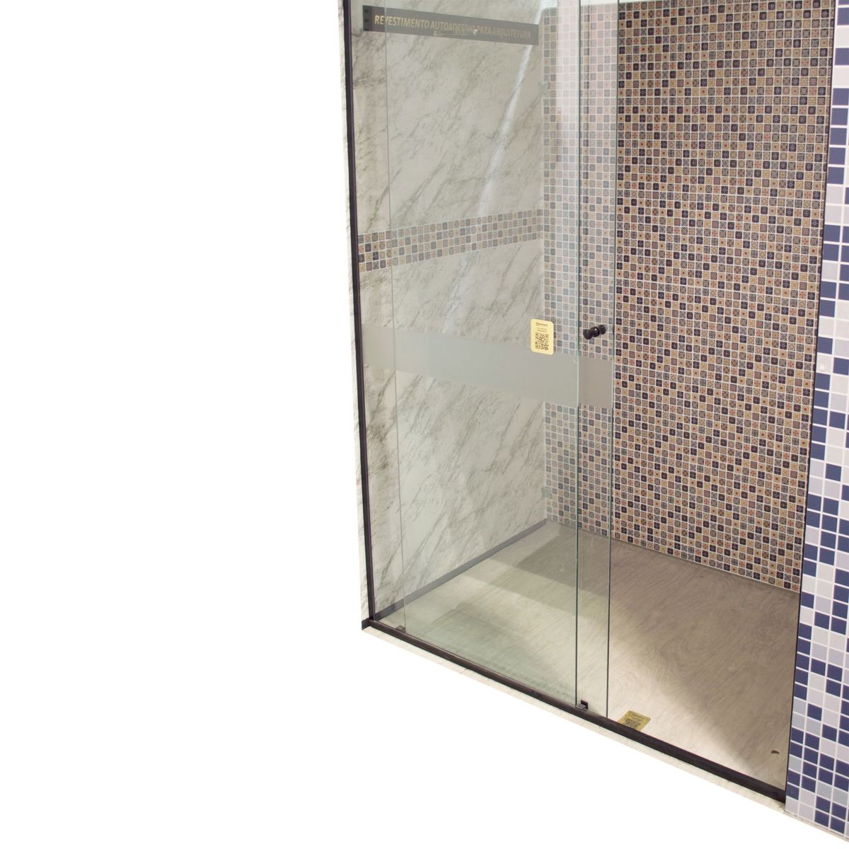 Box Frontal de Vidro para Banheiro Eleg Incolor Kit Preto 100x8x190 cm Speed Temper, marca Speed Temper - Foto Principal