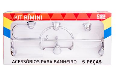 Kit Rimini com 5 Peas Cromado e Cristal