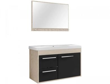Gabinete para Banheiro com Cuba e Espelheira Casa 60cm Berlin Preto