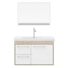 Gabinete para Banheiro com Cuba e Espelheira Casa 60cm Berlin Branco