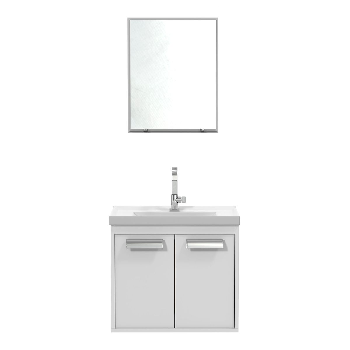 Gabinete para Banheiro com Cuba e Espelheira Rigel 50cm Branco, marca Cerocha - Foto Principal