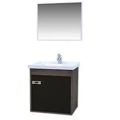 Gabinete para Banheiro com Espelho Spica 40cm Preto Cerocha