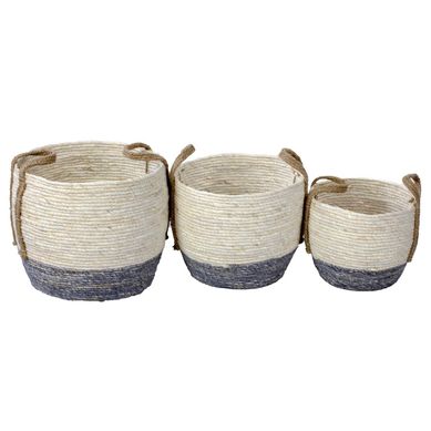 Kit com Cesto Jinan G 32X28cm + Cesto Jinan M 28X24cm + Cesto Jinan P 24X20cm Fibra