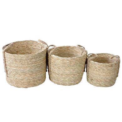 Kit com Cesto Gansu G 32X28cm + Cesto Gansu M 28X24cm + Cesto Gansu P 24X20cm Fibra