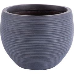 Vaso de Fibra Cinza Listrado P 29x22cm Just Home Collection