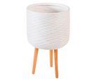 Vaso de Fibra Branco com Pés 37 X 61 Cm Just Home Collection