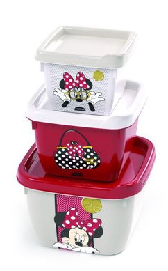 Conjunto de 3 Potes Conect Quadrado Minnie