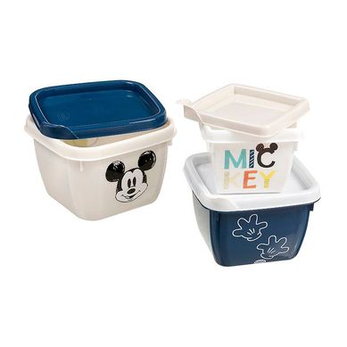 Conjunto com 3 Potes Plstico Quadrado Com Tampa Conect Kids (470 ml, 270 ml, 140 ml)