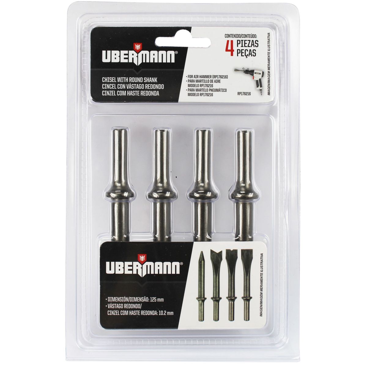 Kit Pontas para Martelete Pneumático 4 Unidades Ubermann, marca Ubermann - Foto Principal