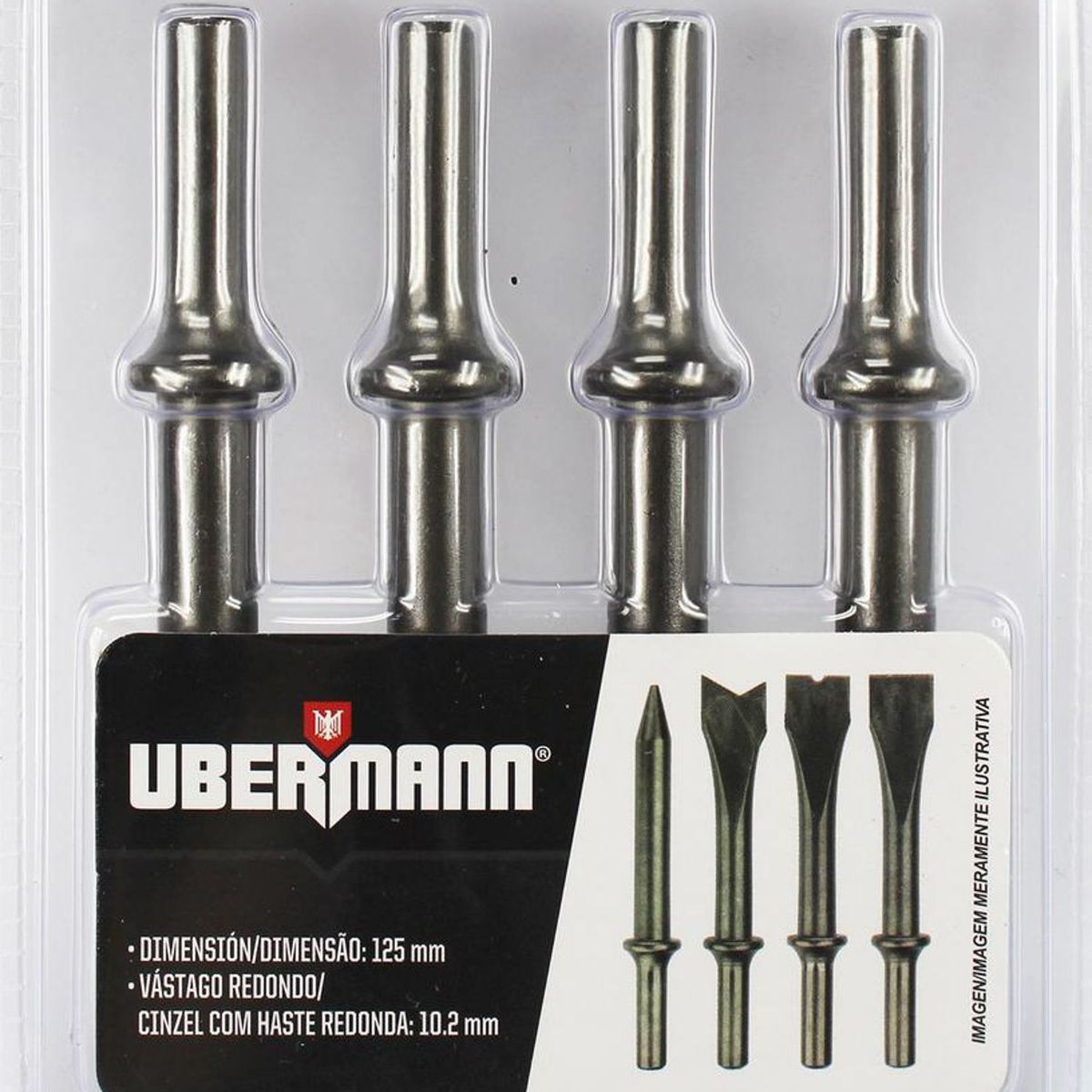 Kit Pontas para Martelete Pneumático 4 Unidades Ubermann, marca Ubermann - Foto 2