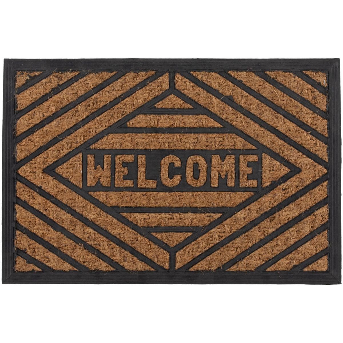 Capacho Panama Welcome 40x60cm Marrom e Preto, marca Casa Bonita - Foto Principal