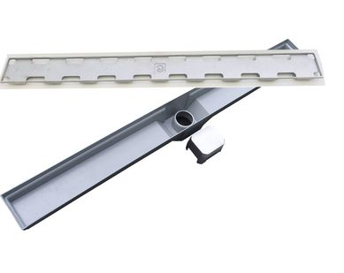 Ralo Linear Leve Invisvel Sada Sifonada Pela Lateral No Meio Alumnio Martelado 7X90Cm