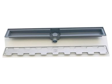 Ralo Linear Leve Invisvel Sada Sifonada Pela Lateral No Meio Alumnio Martelado 7X90Cm