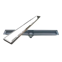 Ralo Linear Leve Lisa Saída Sifonada Por Baixo No Meio Alumínio Cromado 7X90Cm