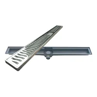 Ralo Linear Leve Grelha Saída Sifonada Pela Lateral No Meio Alumínio Cromado 7X70Cm