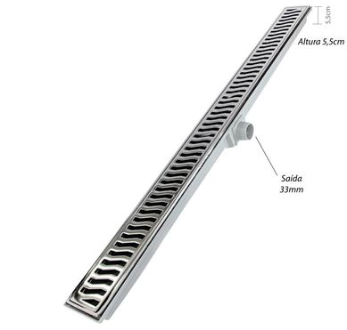 Ralo Linear Leve Lisa Sada Na Lateral No Meio Alumnio Cromado 7X90Cm