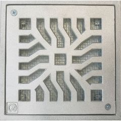 Conjunto Grelha/Porta Grelha Quadrada Reforçada Telada Alumínio Martelado Cromado Telado 25X25Cm