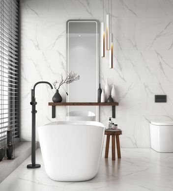 Piso Classic Marmo 53x53cm Caixa 2,53m Retificado Branco e Marrom