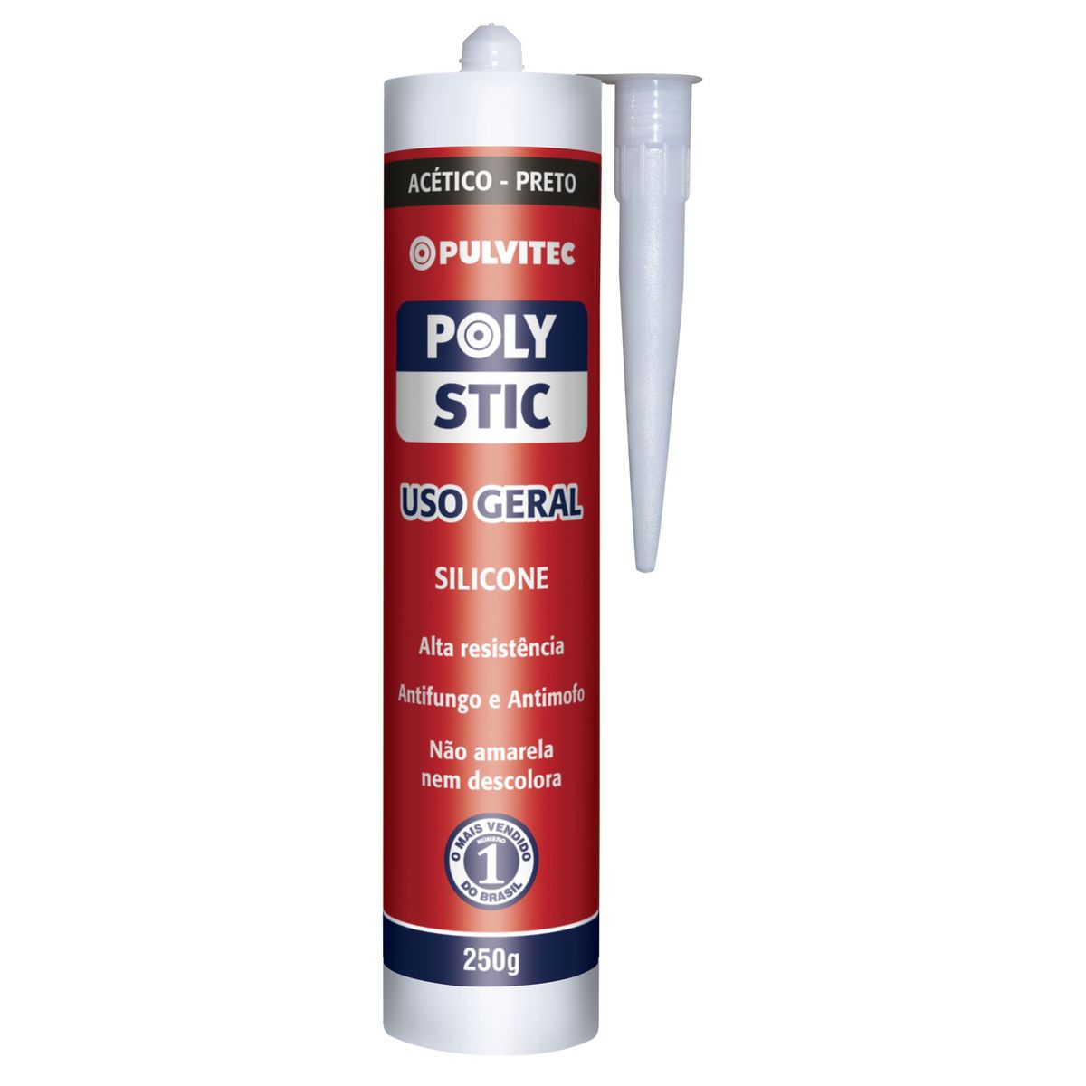 Polystic Silicone Uso Geral 250G - Preto, marca Pulvitec - Foto Principal