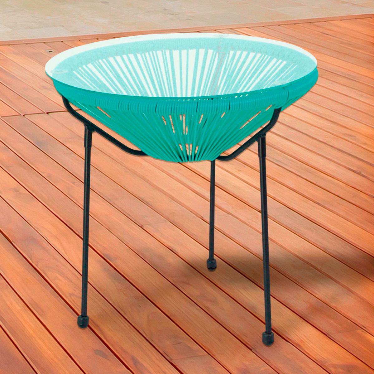 Mesa Cozumel 50cm Ratan PE para Área Externa Verde, marca Just Home Collection - Foto Principal