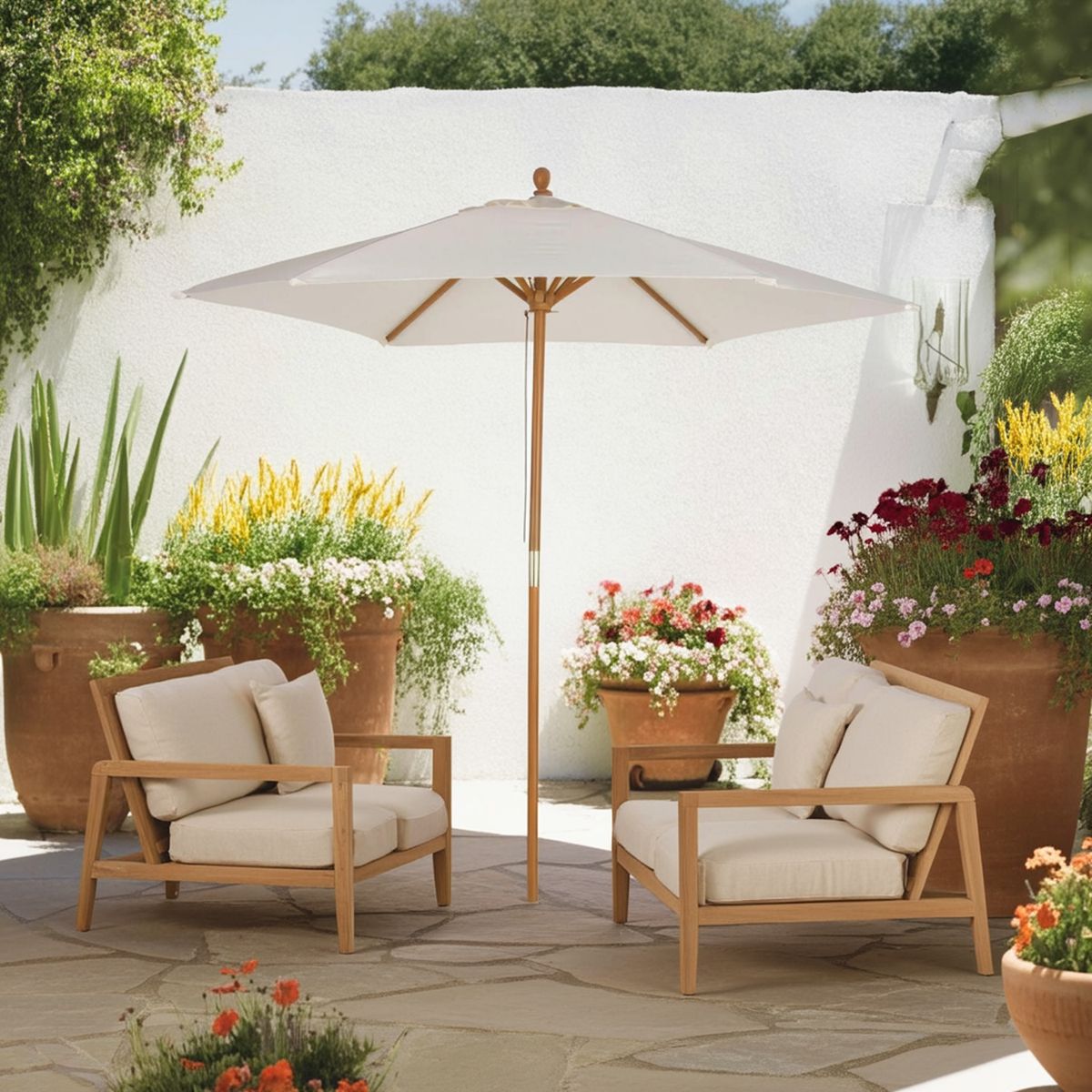 Ombrelone Central Madeira 2,5m Branco Just Home Collection, marca Just Home Collection - Foto Principal