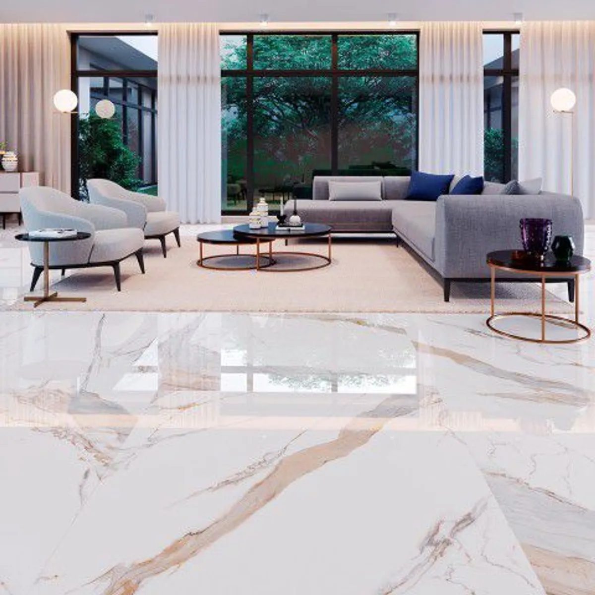 Piso Porcelanato Polido Retificado Branco Interno 90x90cm Calacata Oro Lux Biancogres Caixa 2,4m², marca Biancogres - Foto Principal
