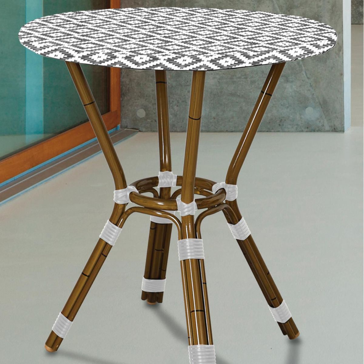 Mesa Para Varanda Paris 70cm Alumínio/Bambu, marca Just Home Collection - Foto 2