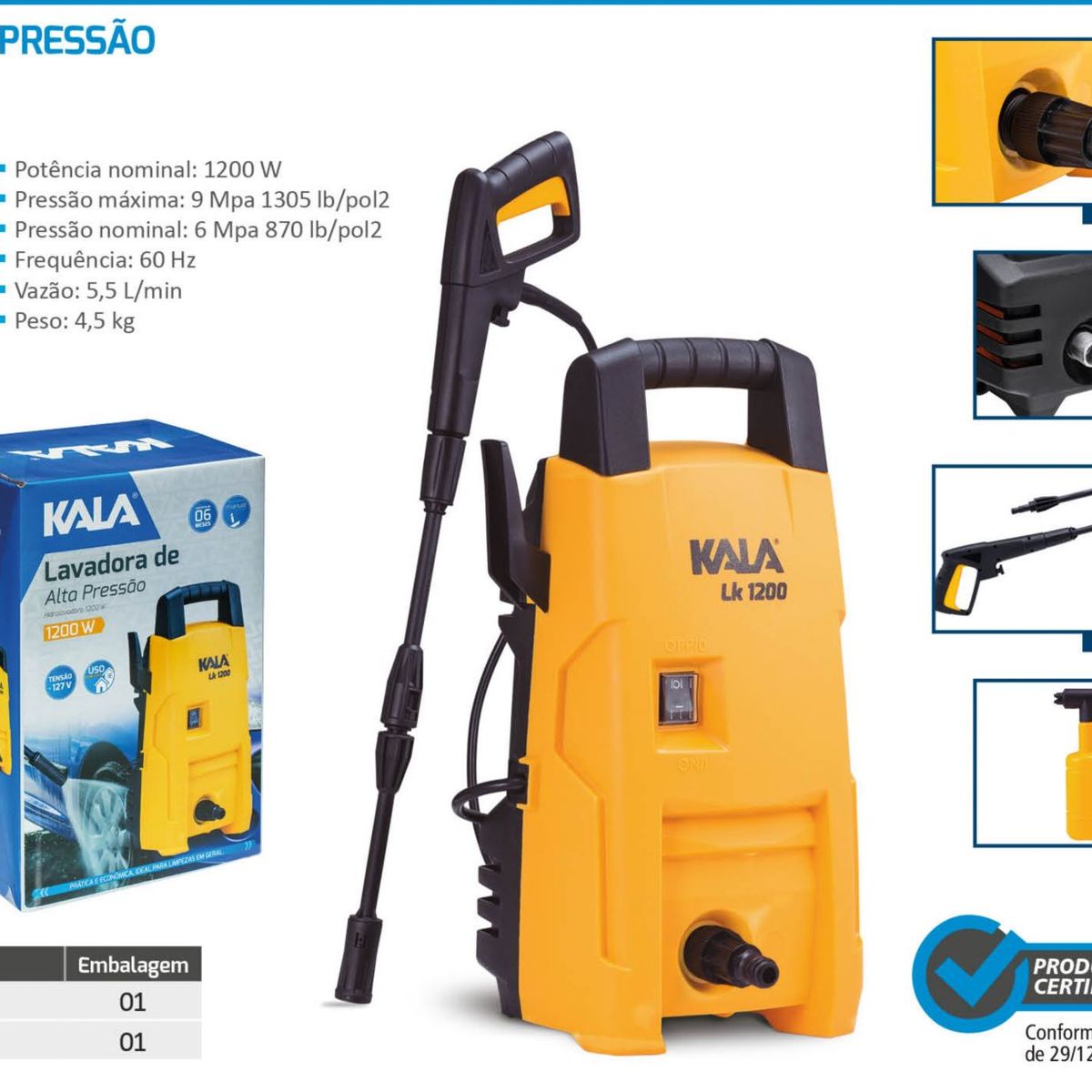 Lavadora de Alta Pressão 1200W 220V LK1305 Kala, marca Kala - Foto 2