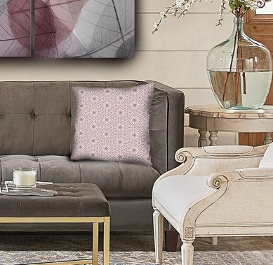 Almofada de Veludo Geomtrico Midcentury VI 42x42cm Rosa