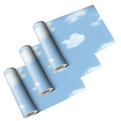 Kit com 3 Rolos Papel de Parede Nuvem Azul