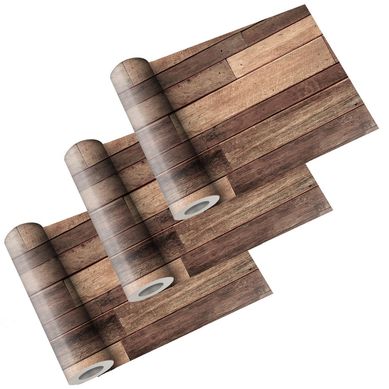 Kit com 3 Rolos Papel de Parede Madeira Rstica