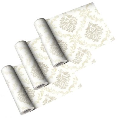 Kit com 3 Rolos Papel de Parede Arabesco Cinza e Bege