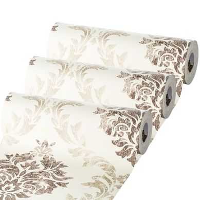 Kit com 3 Papeis de Parede Arabesco Marrom E Cinza
